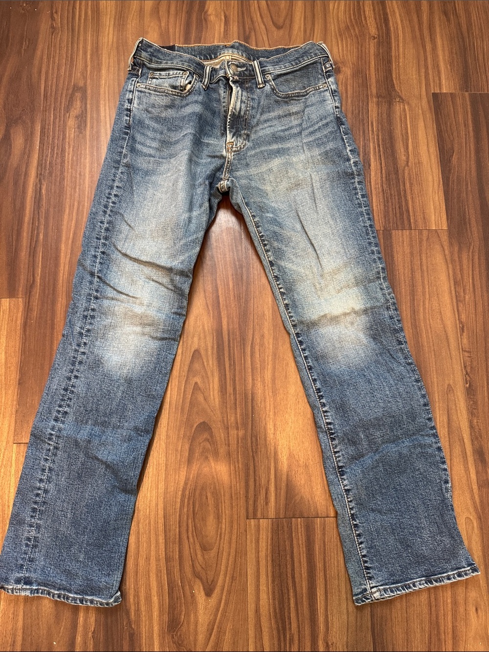 Abercrombie & Fitch Distressed Blue Slim Straight Jeans